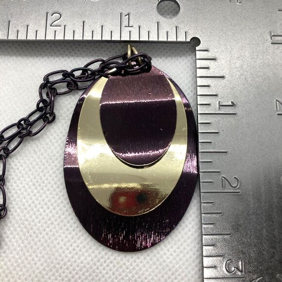 Vintage 1990s Bill Blass Copper Chain Necklace Pendant Adjustable 17'' - 20'' - Picture 8 of 9